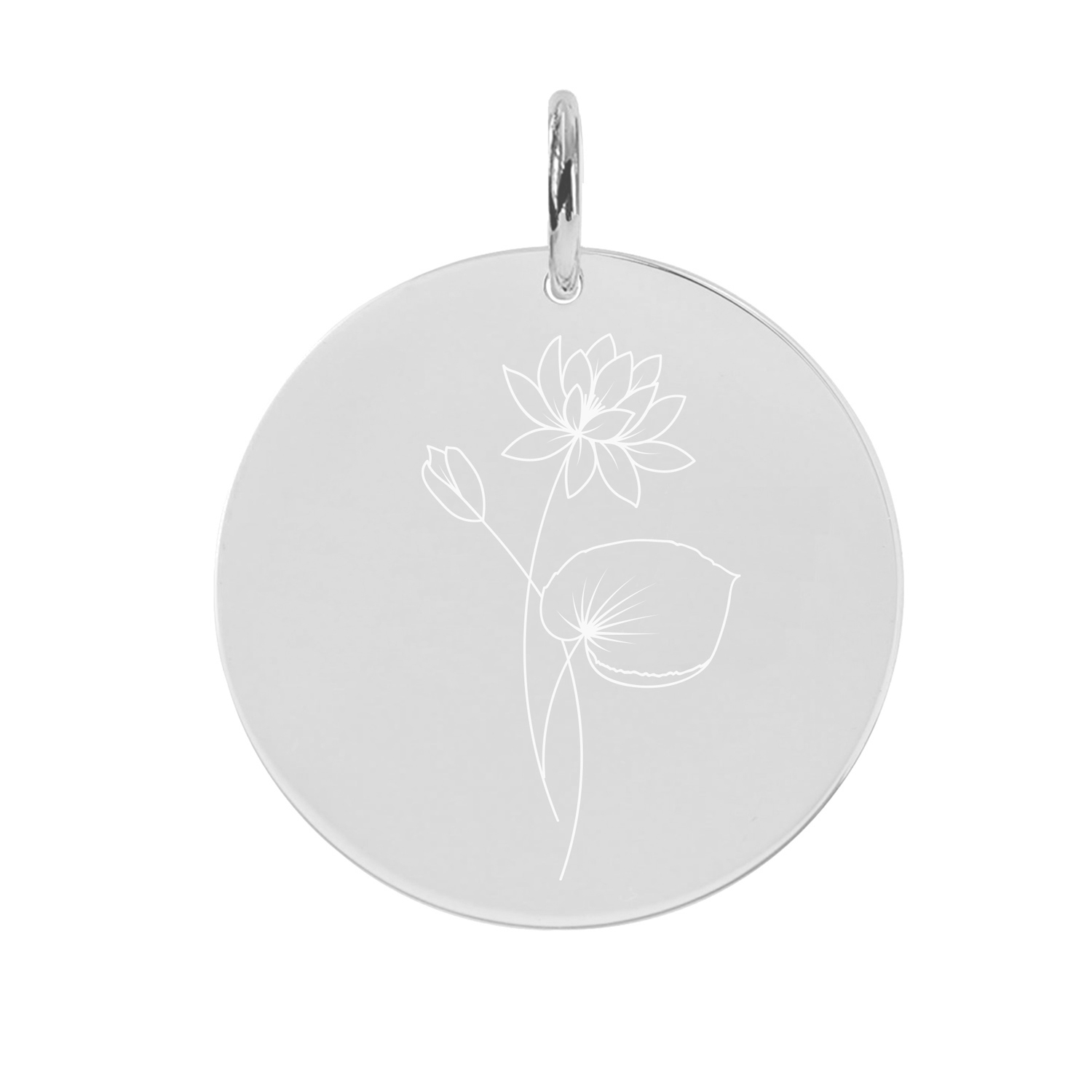 Gravur-Anhänger Geburtsblume Juli Seerose Weißgold