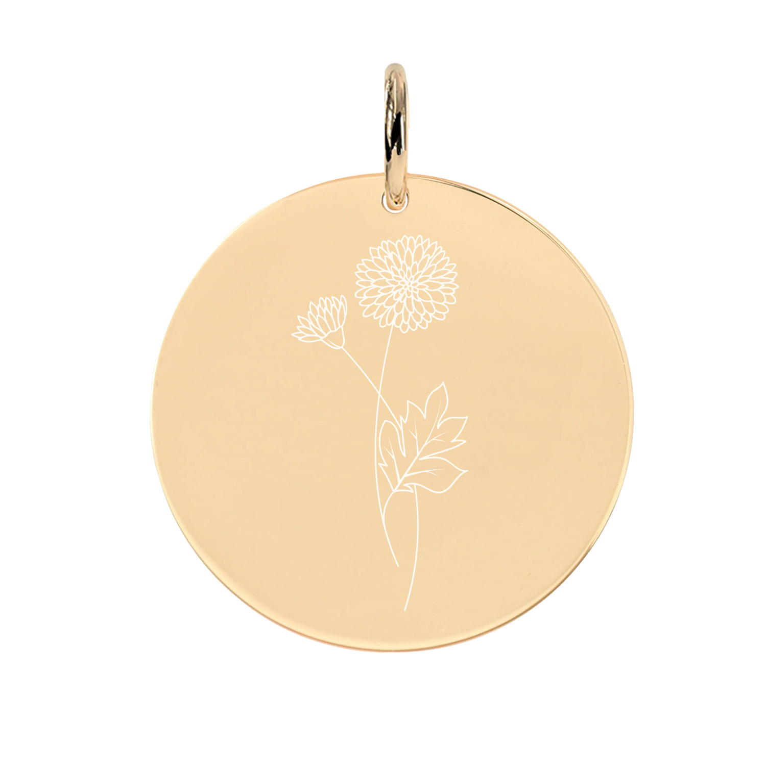 Gravur-Anhänger Geburtsblume November Chrysantheme Rosegold
