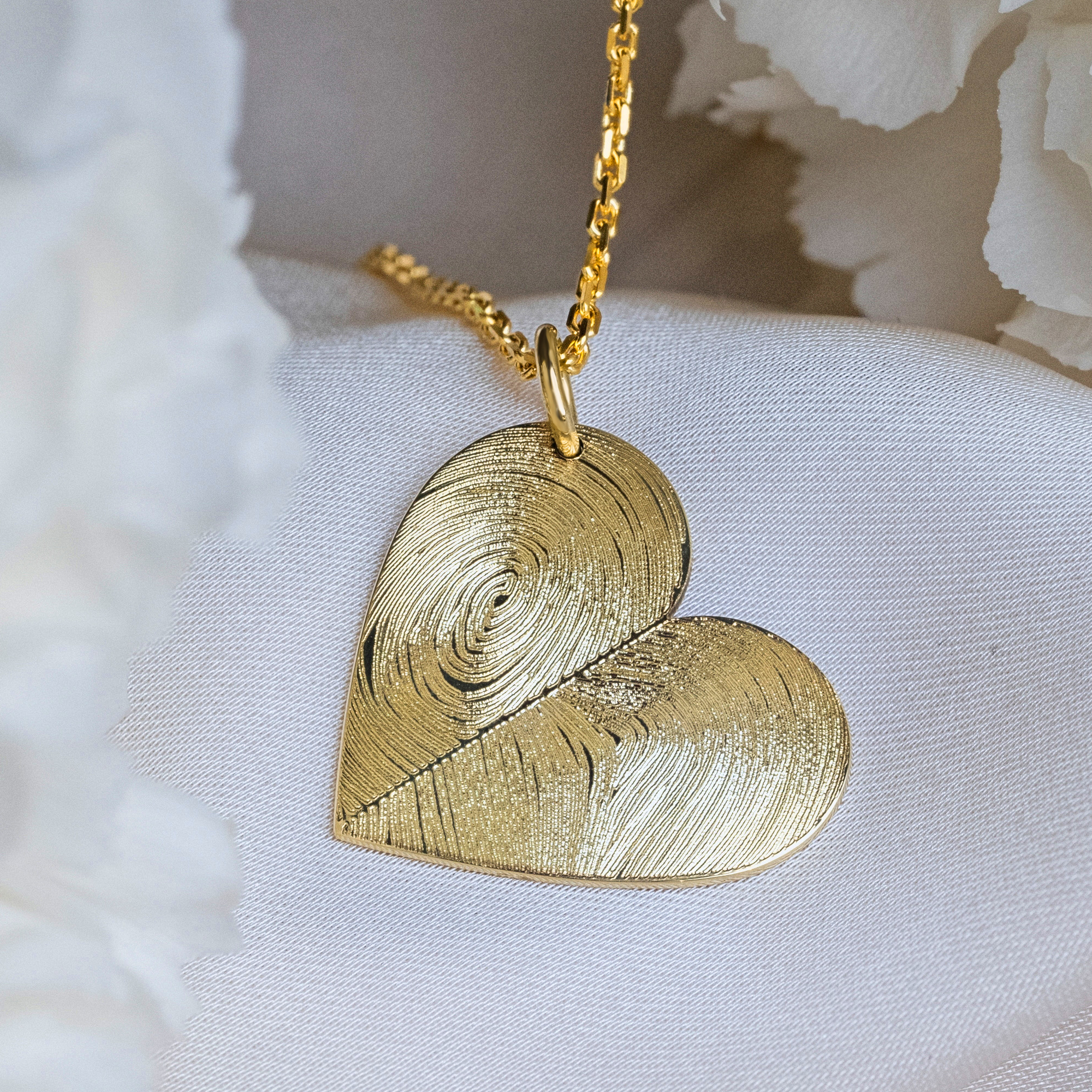 Doppel Finger Abdruck Herz Gravurplatte Gravuranhänger 585 Gold - AN409 Doppel Finger Abdruck Herz Gravurplatte Gravuranhänger 585 Gold - AN409