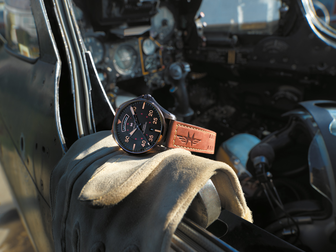 HAMILTON H64605531 Khaki Aviation Day Date Auto Herrenuhr
