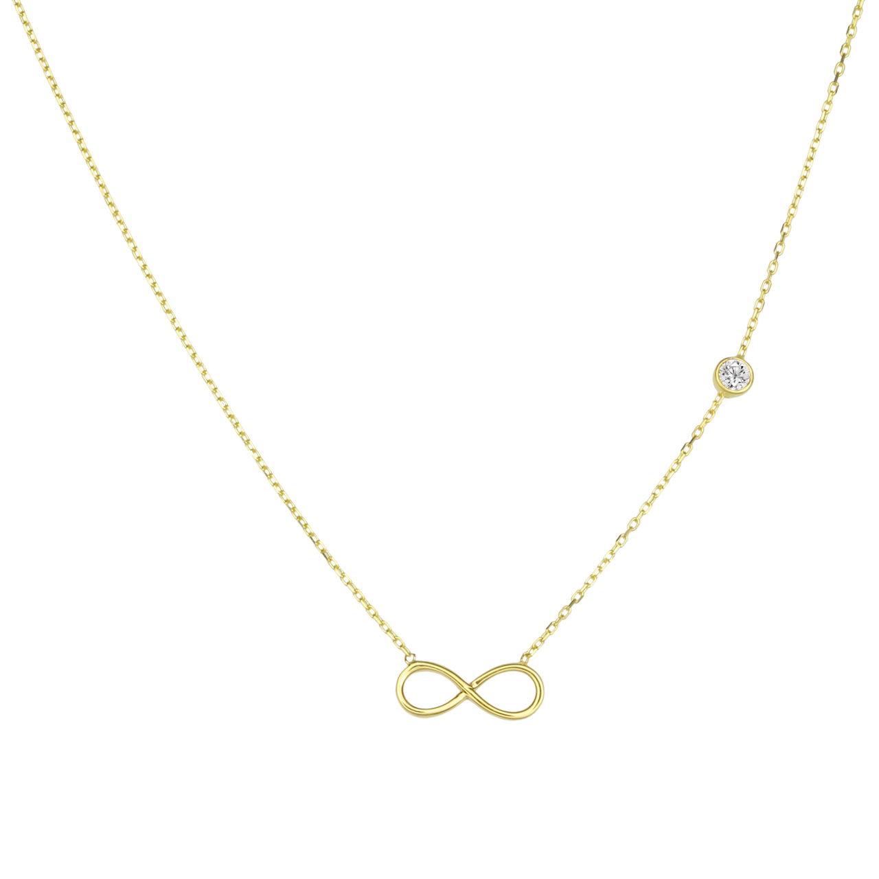 585 Gold Collier Halskette mit Unendlichkeitszeichen