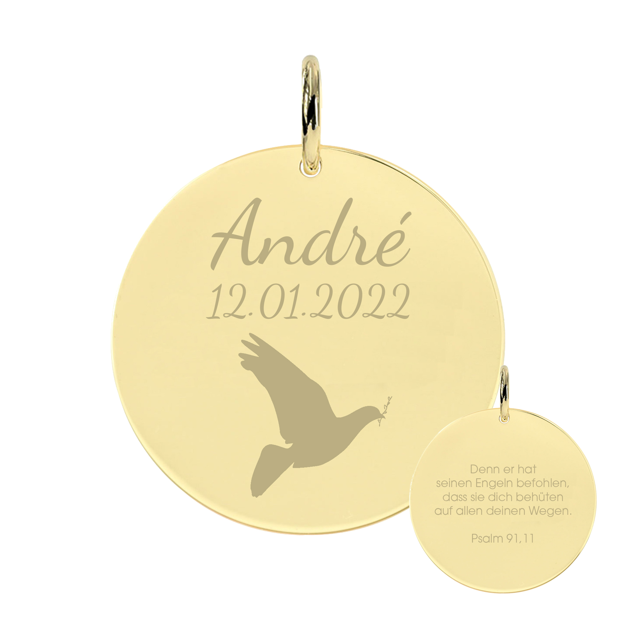 Taufe Taube Chloé Gravur-Anhänger/Plättchen Taufe Taube Chloé Gravur-Anhänger/Plättchen