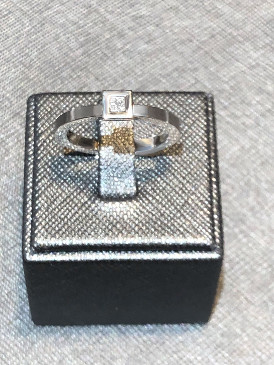 Princess Cut Diamant Ring 750/- Graugold EXR4078