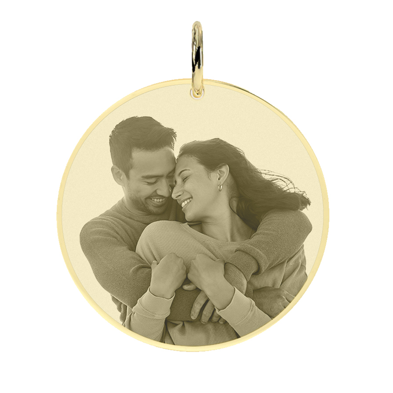 Foto Gravuranhänger Rund aus echtem 585er Gold - AN411 Foto Gravuranhänger Rund aus echtem 585er Gold - AN411