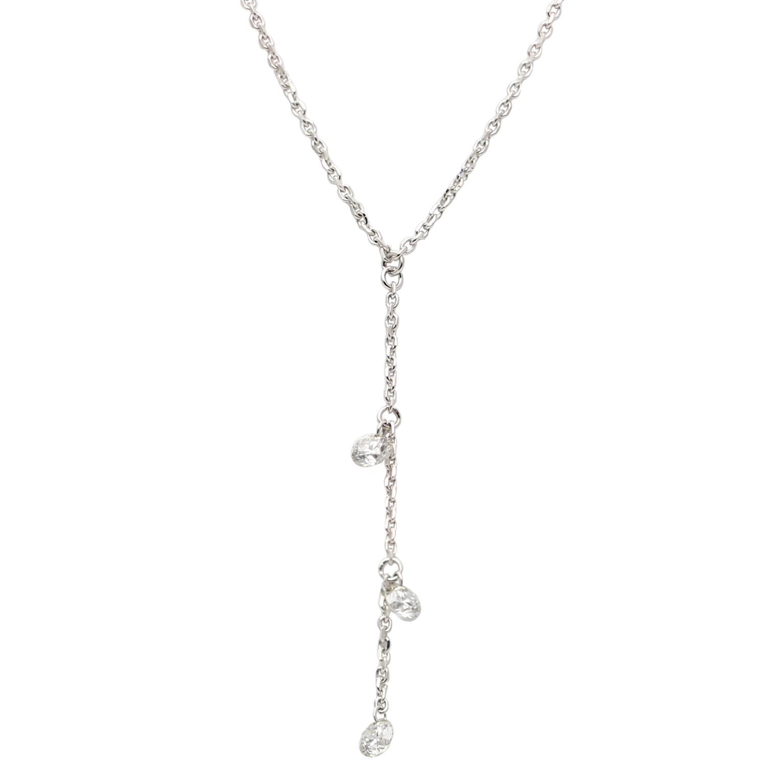 750/- Weißgoldkette mit 3 Brillanten CLB12008