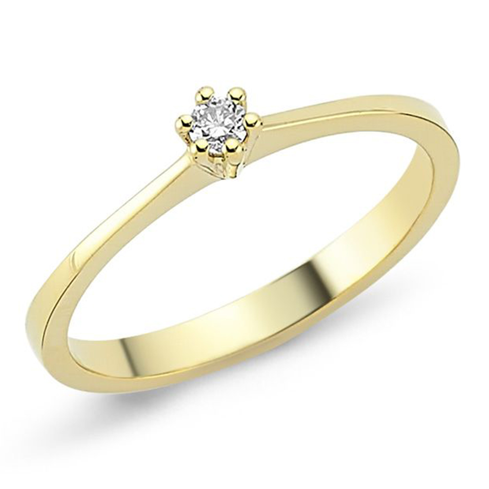 Solitäre Verlobungsring 585/- Gold 0,05ct. Brillant