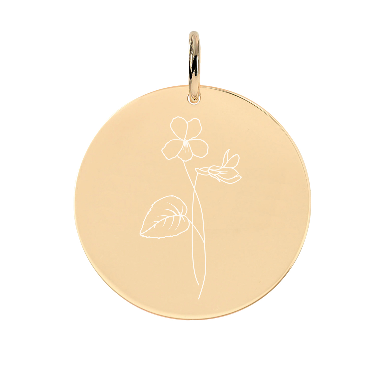 Gravur-Anhänger Geburtsblume Februar Veilchen Rosegold