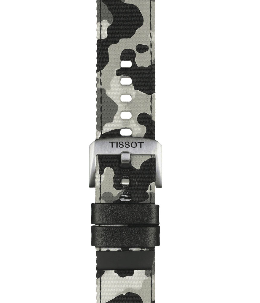 Original Tissot Textilarmband 22mm mit Lederelementen Camouflage T852.046.771