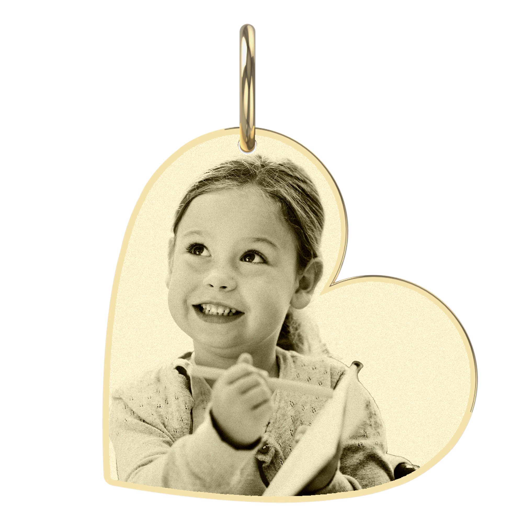 Foto Gravuranhänger Herz schräg aus echtem 585er Gold - AN429 Foto Gravuranhänger Herz schräg aus echtem 585er Gold - AN429