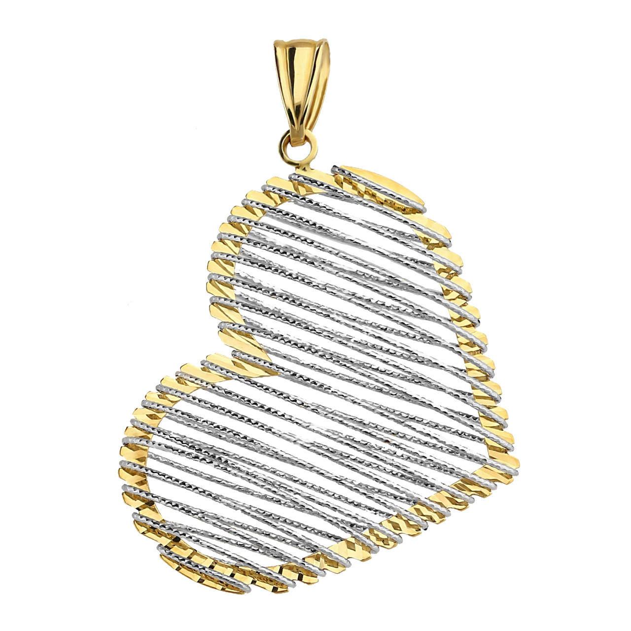 Filigraner Herzanhänger Goldanhänger 585er Gold Bicolor AN160041