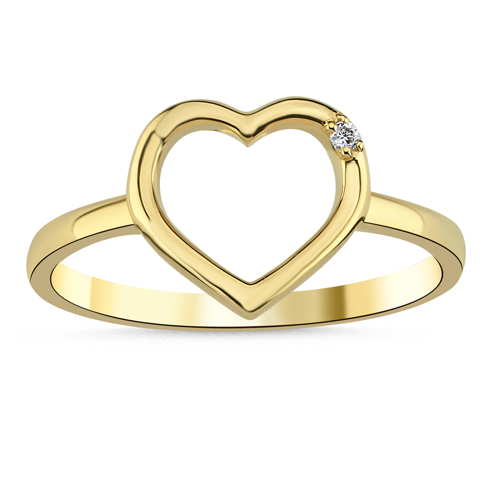 Herz Verlobungsring 585/- Gold 0,01ct. Brillant