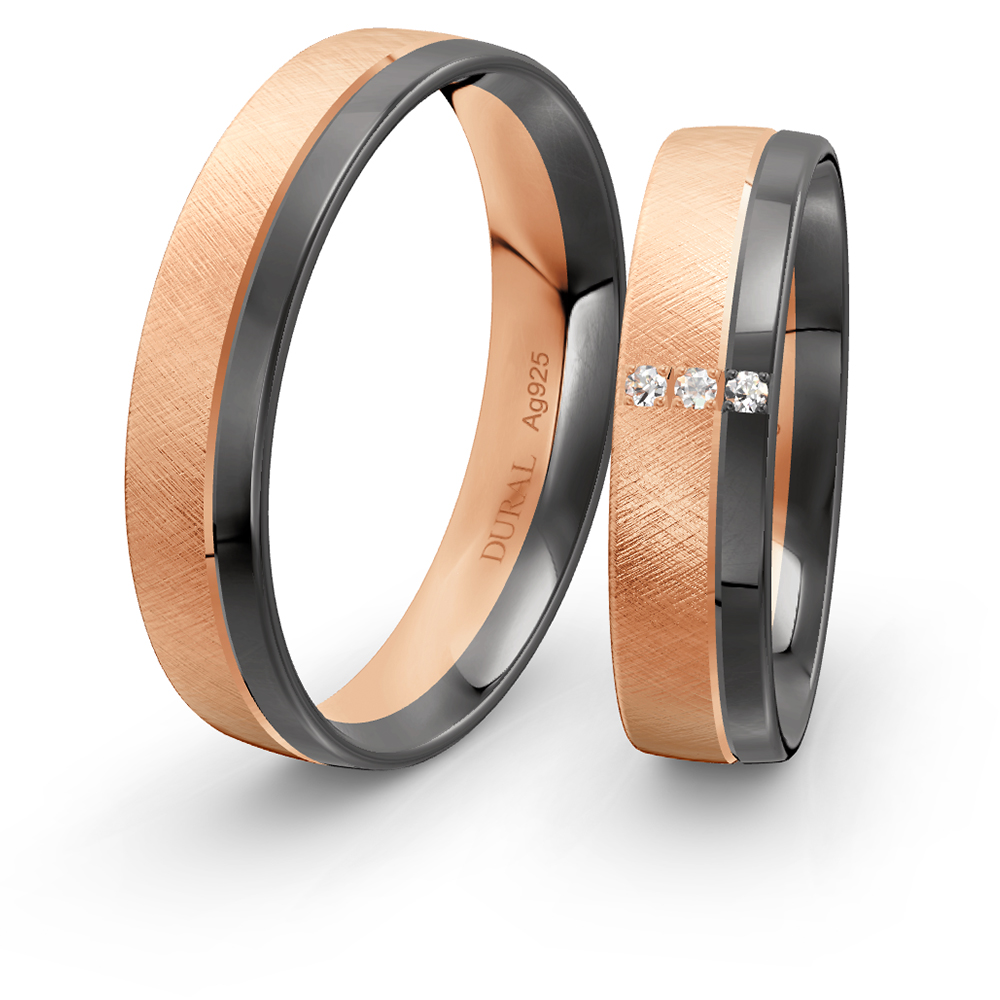 Trauringe 5,0 mm 925 Silber geschwärzt vergoldet Trauringe 5,0 mm 925 Silber geschwärzt vergoldet