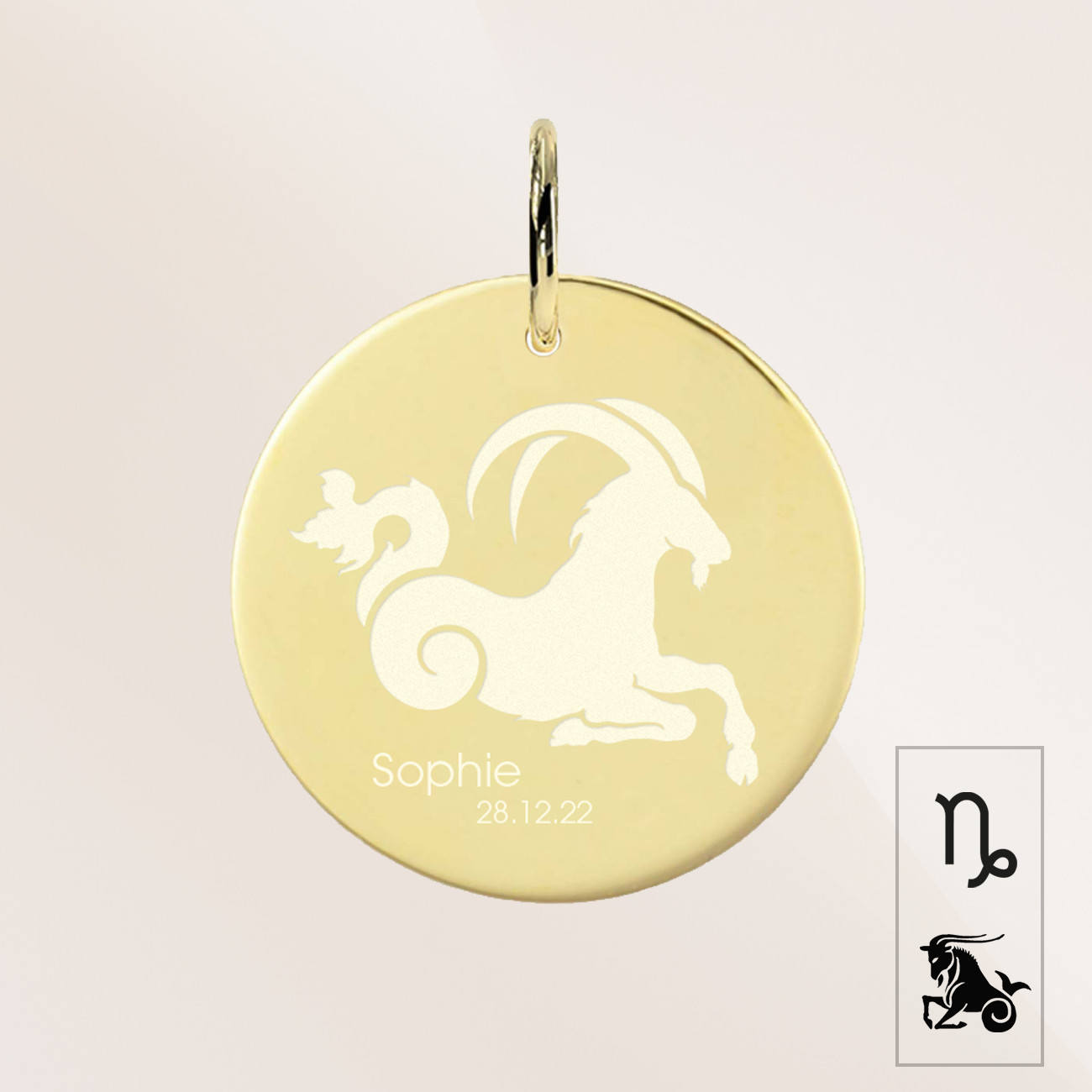 Steinbock Sternzeichen mit Name und Geburtsdatum 585 Gold ANS108 Steinbock Sternzeichen mit Name und Geburtsdatum 585 Gold ANS108