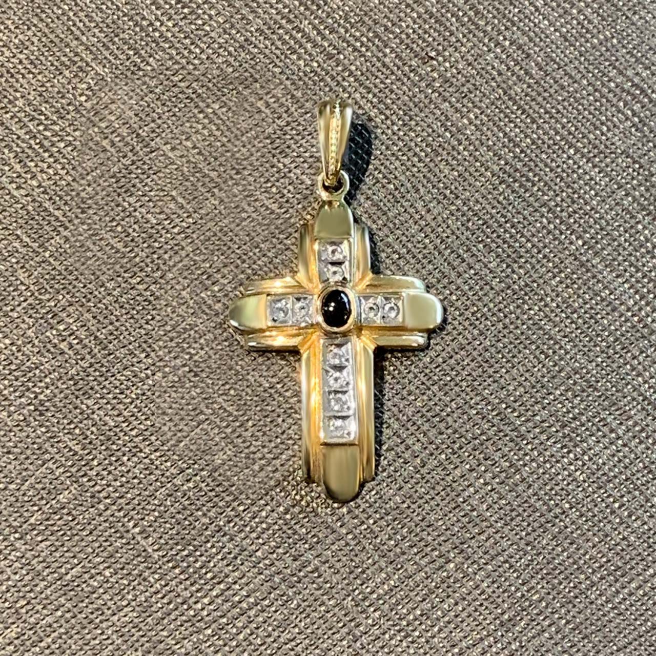 Saphir Kreuz Anhänger aus 585/- Gold EXP4033