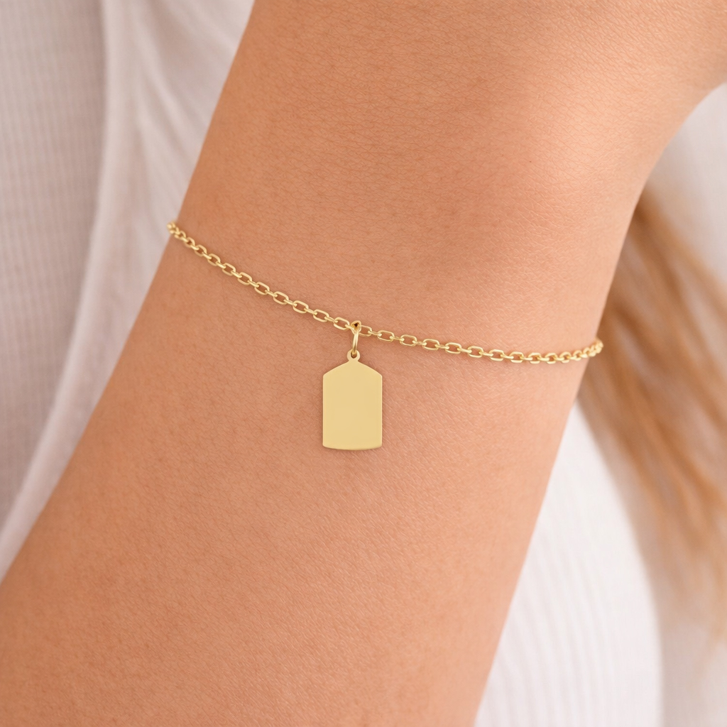 Schildchen Armband 585 Gold AEA246