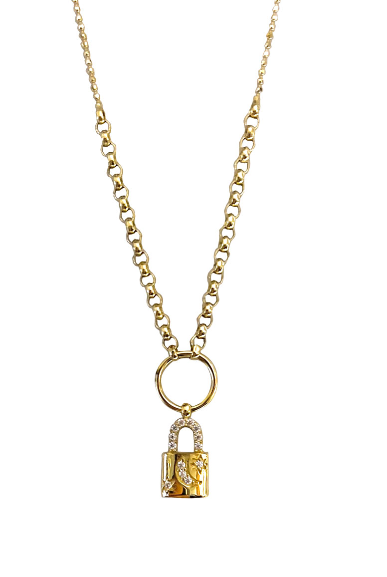 Collier mit Schloss Anhänger 585 Gold AN160038