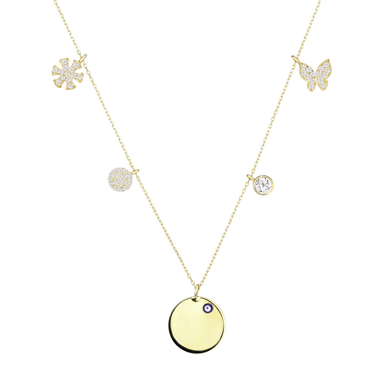 Goldkette mit Goldplättchen Anhänger Nazar Auge