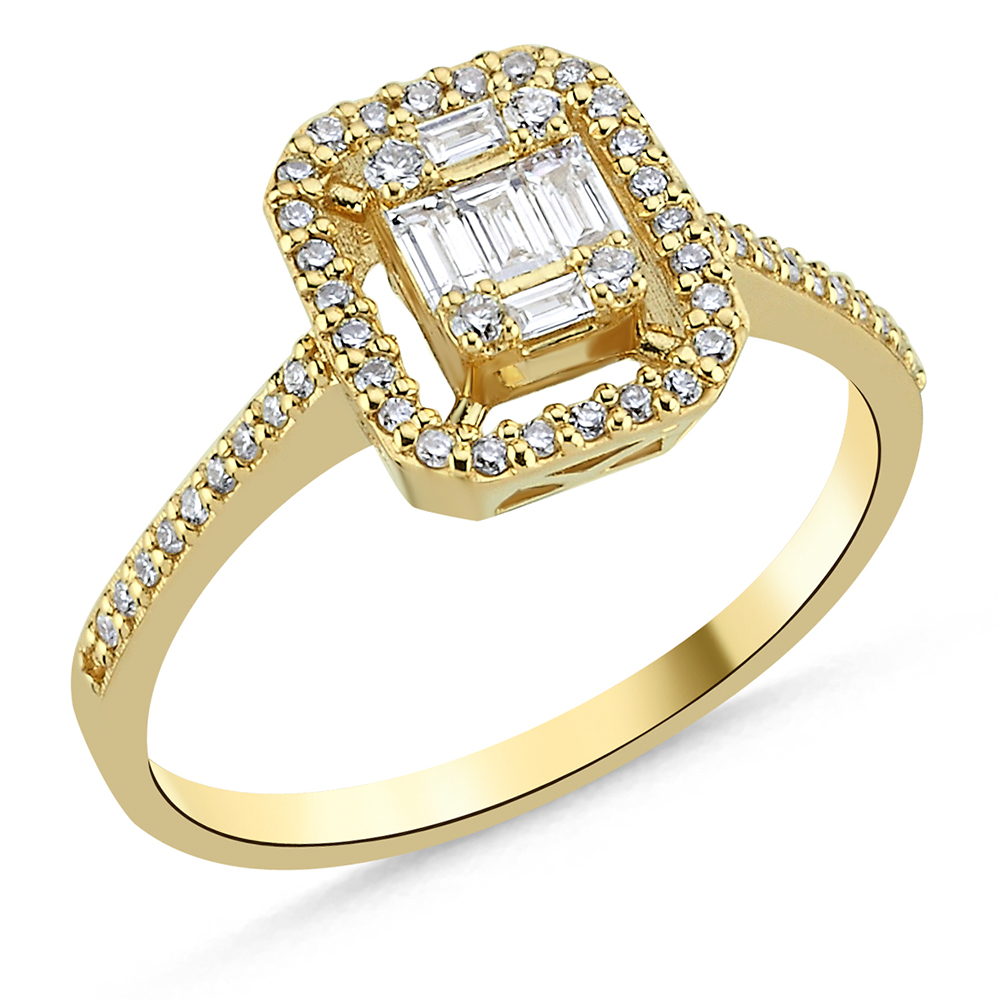 Halo Verlobungsring 585/- Gold 0,26ct. Brillant