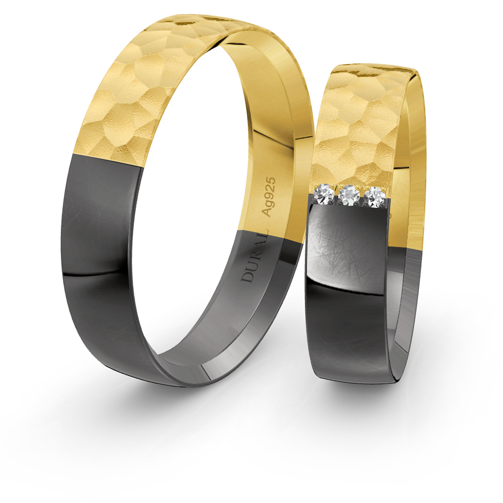 Trauringe 5,0 mm 925 Silber geschwärzt vergoldet Trauringe 5,0 mm 925 Silber geschwärzt vergoldet