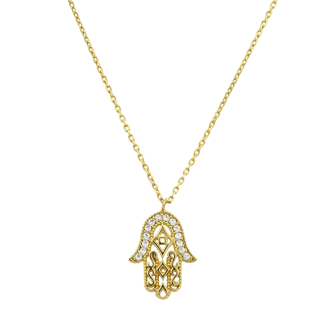 Goldanhänger Fatimas Hand mit Goldkette 585er Gold CL140059