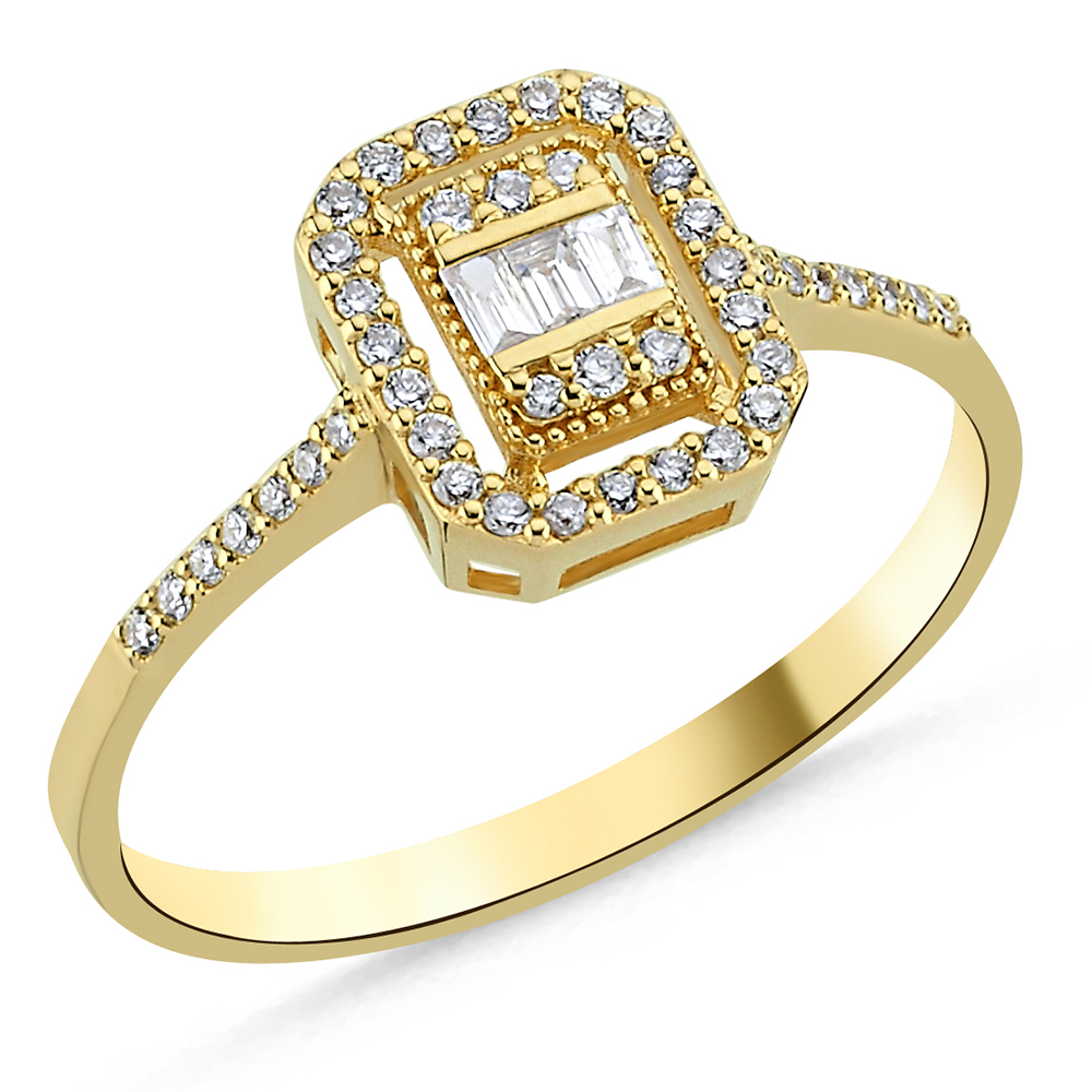 Halo Verlobungsring 585/- Gold 0,22ct. Brillant