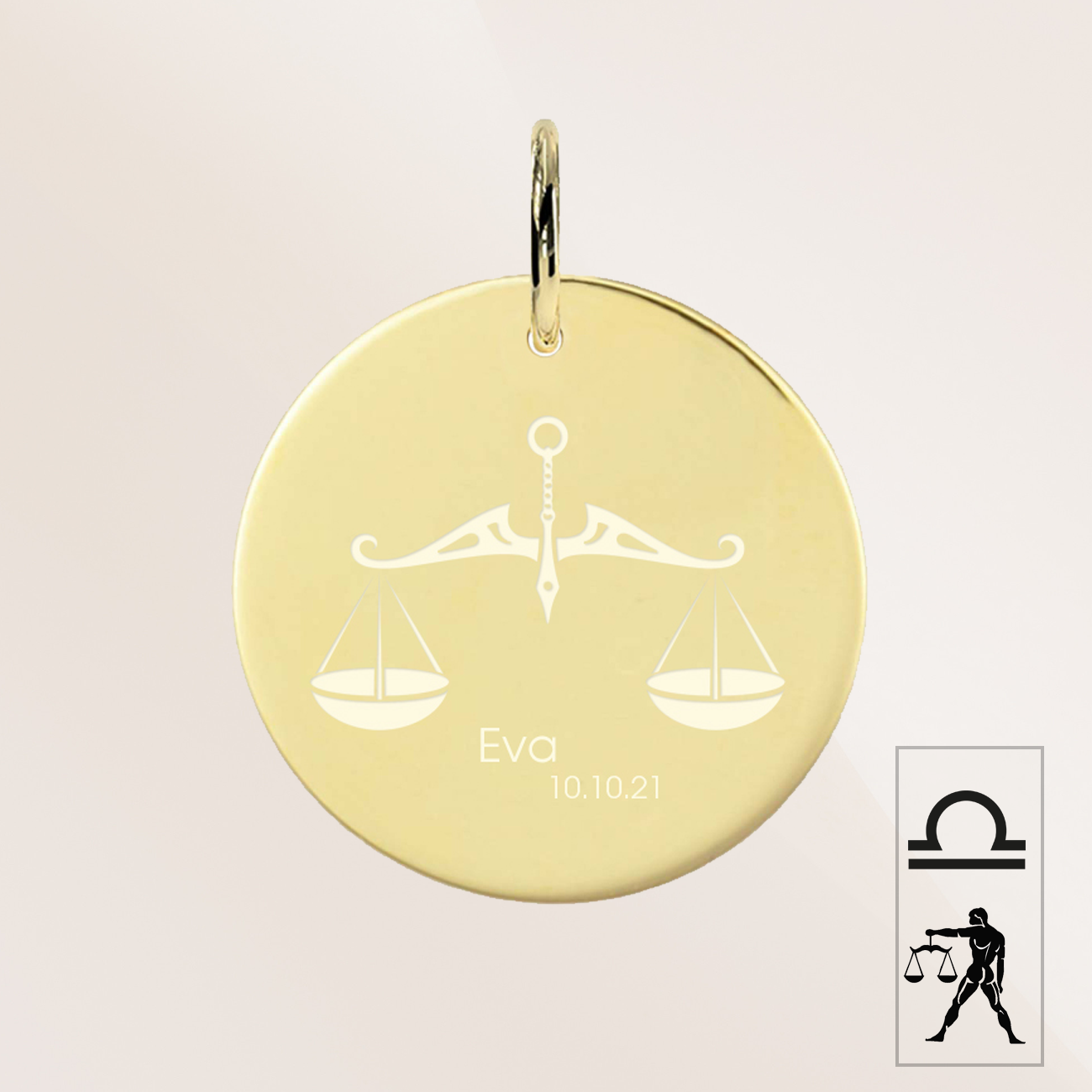 Waage Sternzeichen mit Name und Geburtsdatum 585 Gold ANS110 Waage Sternzeichen mit Name und Geburtsdatum 585 Gold ANS110