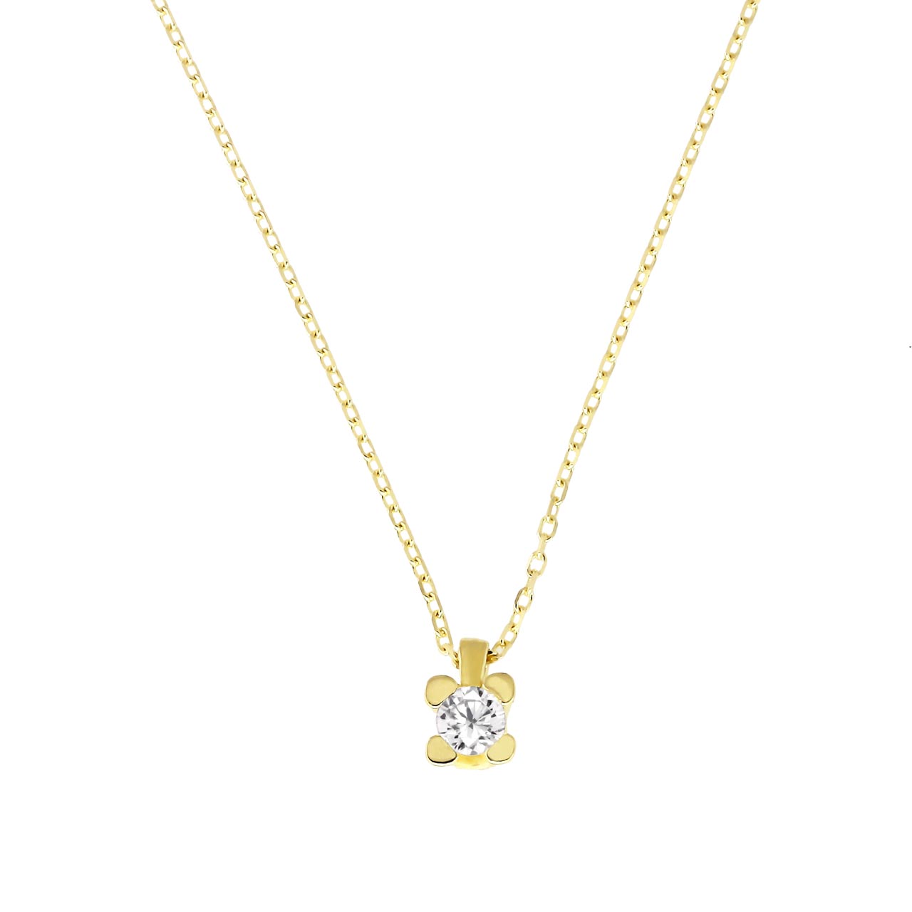 Solitaire Anhänger 585er Gold Halskette Collier