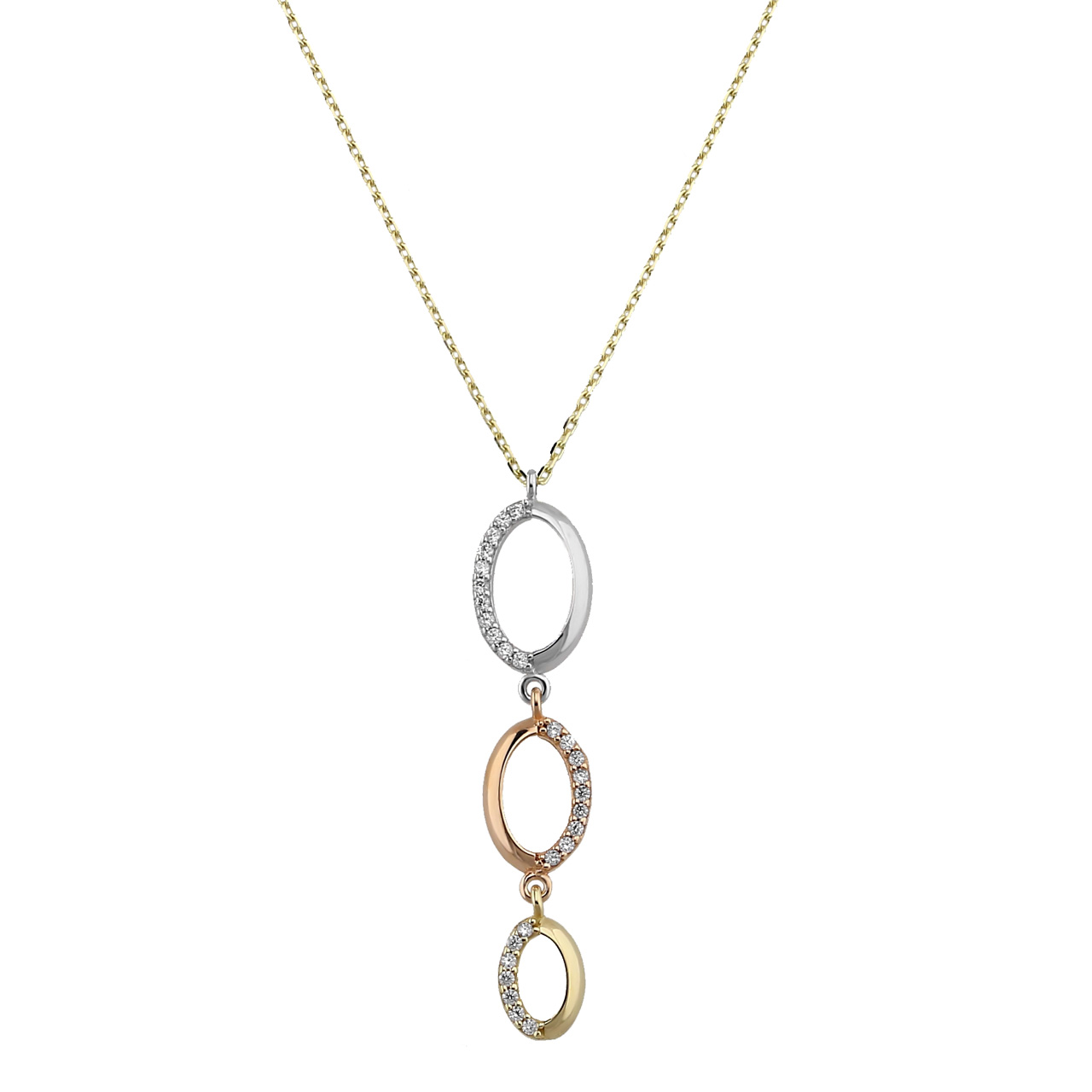 Goldcollier Anhänger mit Halskette 585er Gold Tricolor CL16024