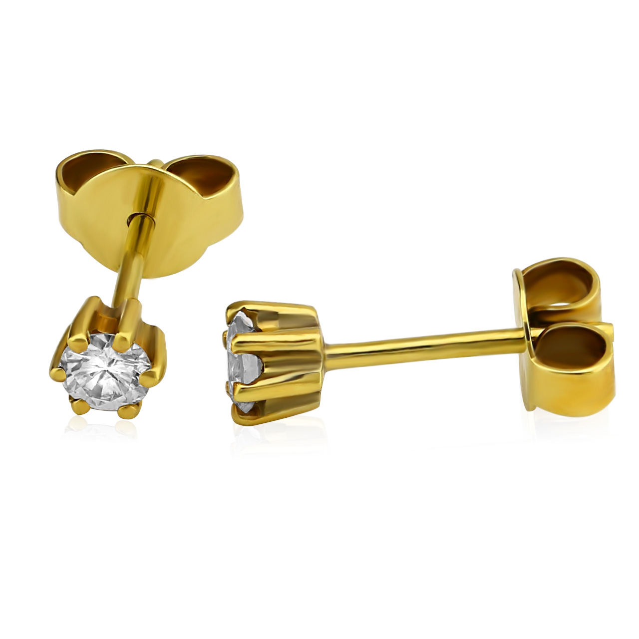 Diamant Ohrstecker 585er Gelbgold Solitaire 0,25ct. W/SI1