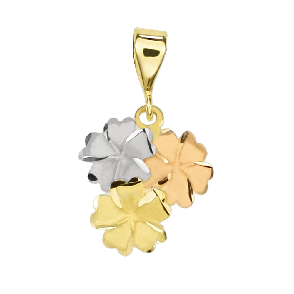 Goldanhänger Blüten 585 Gold Tricolor