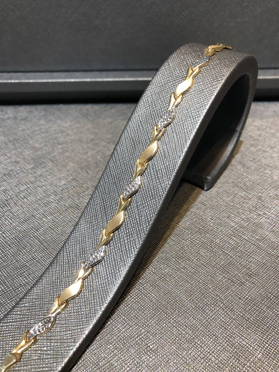 Fantasie Bicolor Goldarmband 585er Gold EXB4032