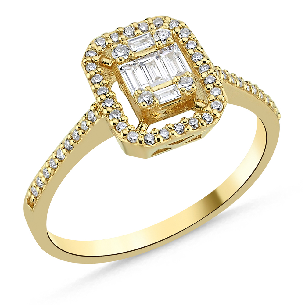 Halo Verlobungsring 585/- Gold 0,22ct. Brillant