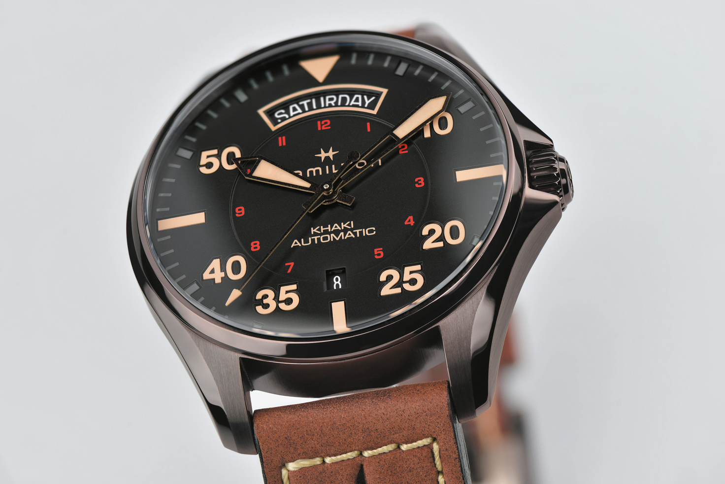 HAMILTON H64605531 Khaki Aviation Day Date Auto Herrenuhr
