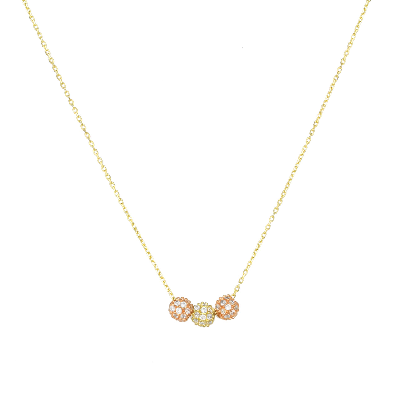 585 Gold Collier Halskette mit Kugeln Bicolor