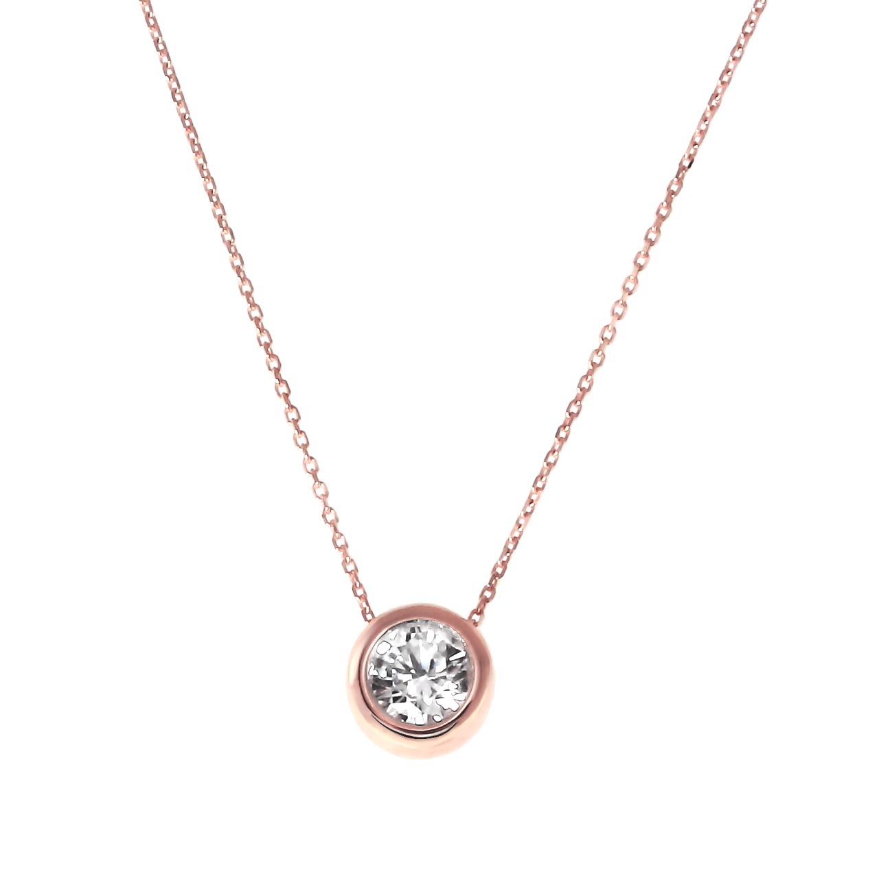 Solitaire Anhänger 585er Roségold mit Halskette