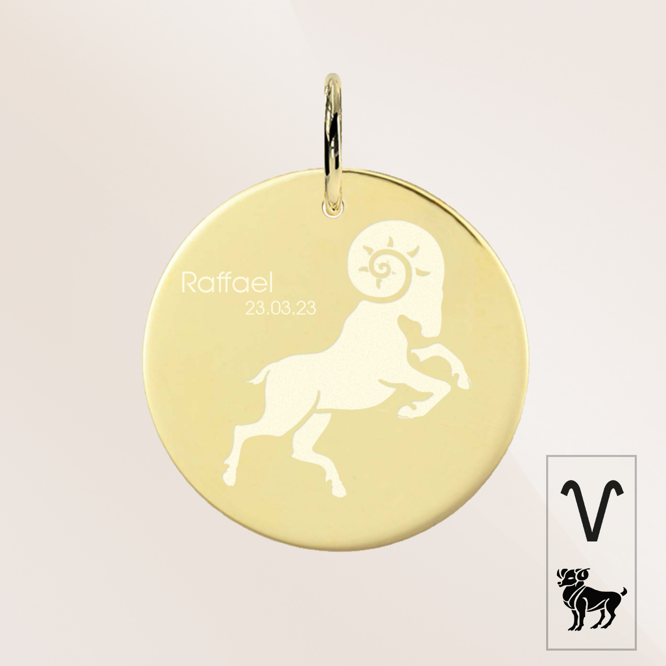 Widder Sternzeichen mit Name und Geburtsdatum 585 Gold ANS105 Widder Sternzeichen mit Name und Geburtsdatum 585 Gold ANS105