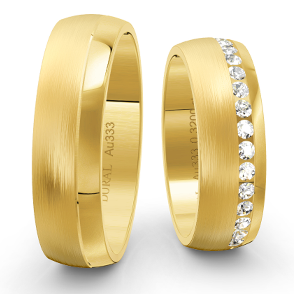 Dural Trauringe 6,0mm breit mit Brillanten