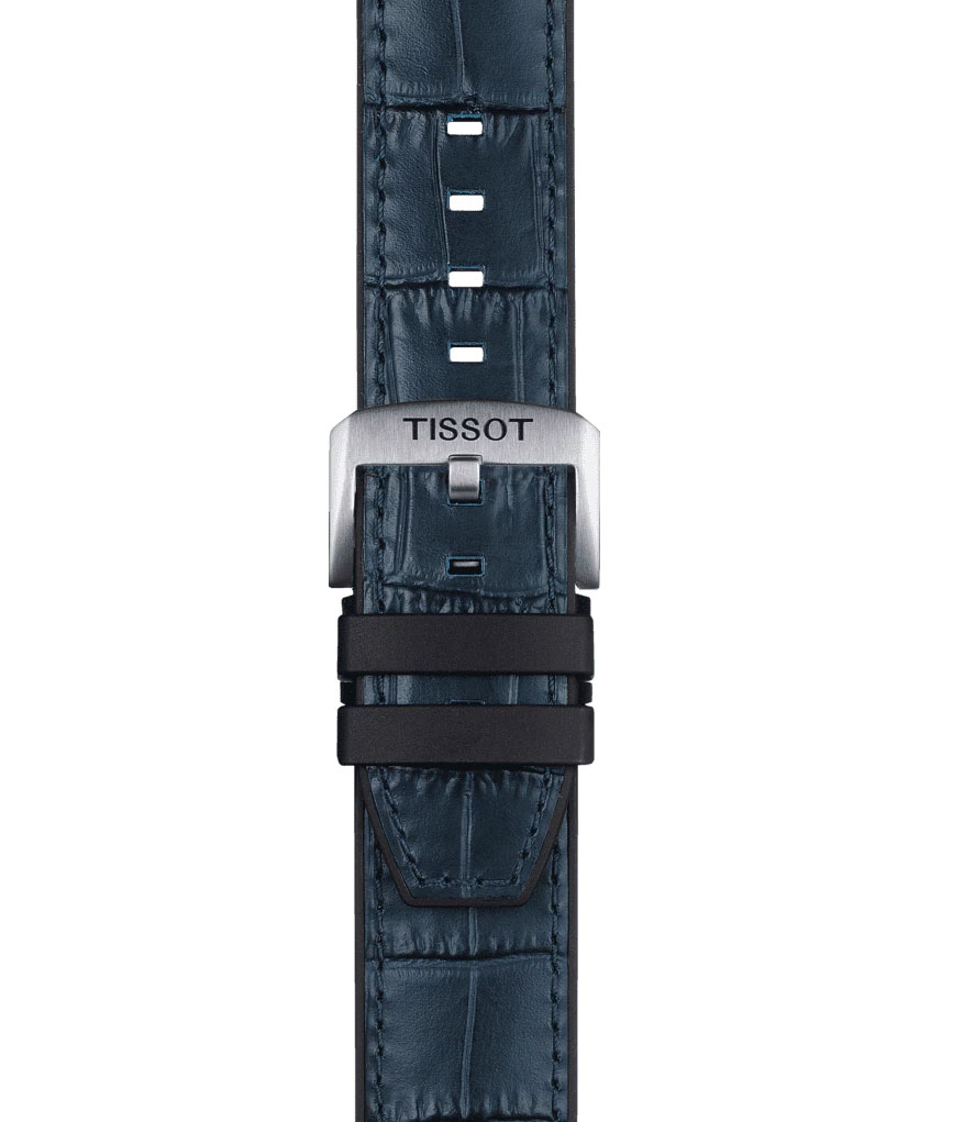 Original Tissot Lederarmband 22mm mit Kautschukelementen Blau T852.046.765