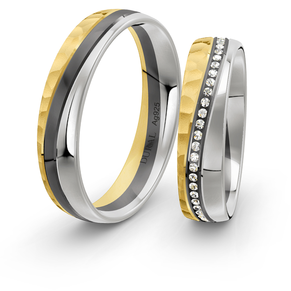 Trauringe 5,0 mm 925 Silber geschwärzt vergoldet Trauringe 5,0 mm 925 Silber geschwärzt vergoldet