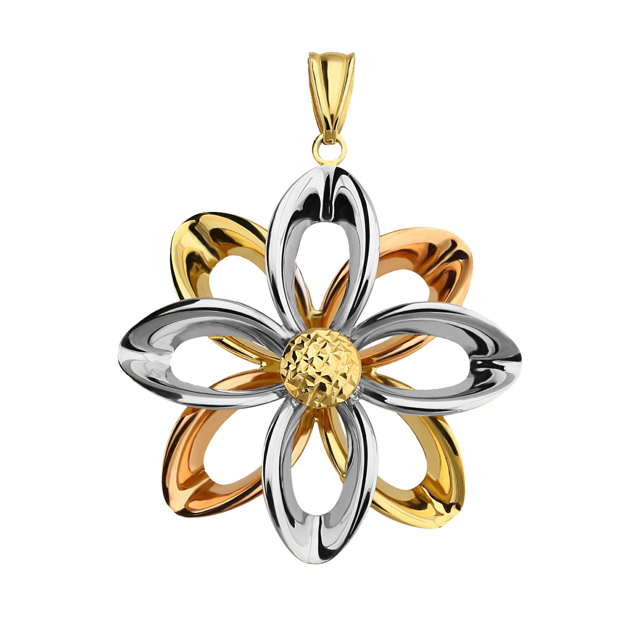 Tricolor Blume Goldanhänger 585er Gold AN160043