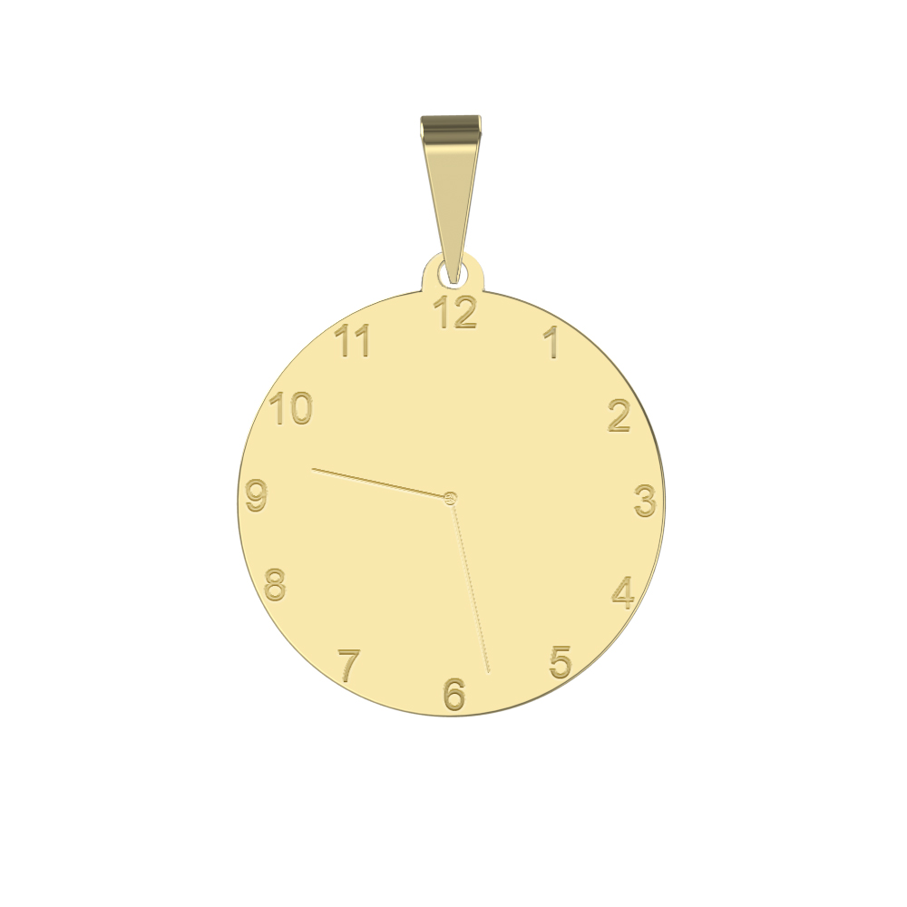 Uhrzeit Geburtszeit Runder Gravurplatten Anhänger aus 585er Gold - AN405 Uhrzeit Geburtszeit Runder Gravurplatten Anhänger aus 585er Gold - AN405
