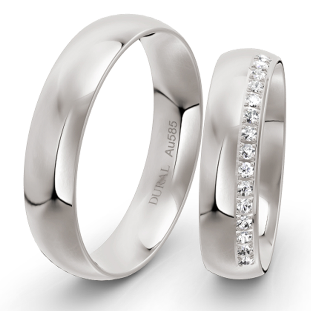 Dural Trauringe 4,5mm Gelbgold mit Brillanten