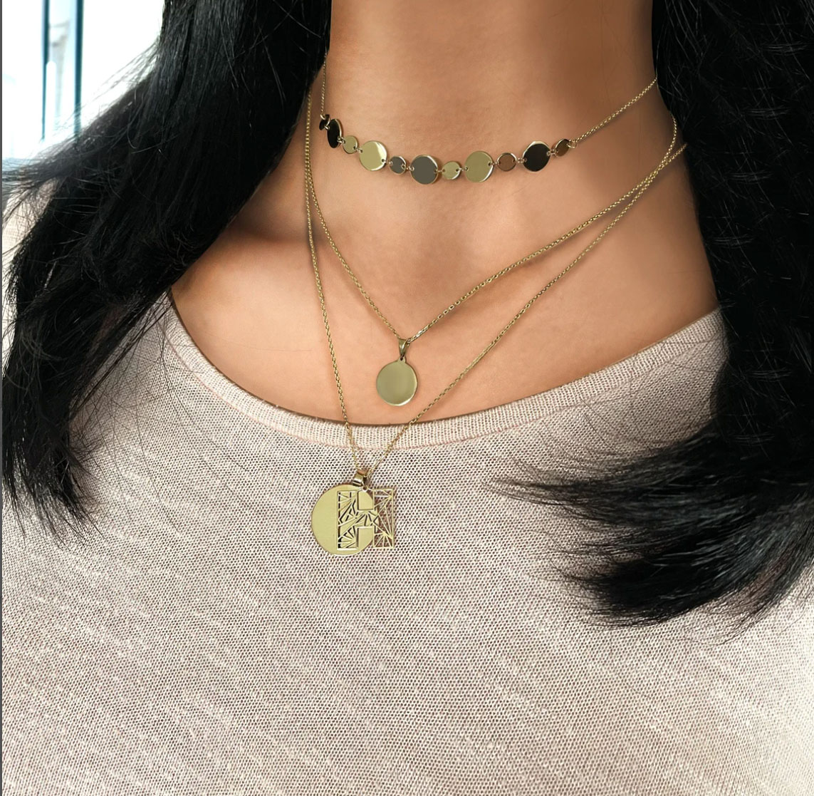 Aurelie Emotions Plättchen Kette Choker 585 Gold AEAN226