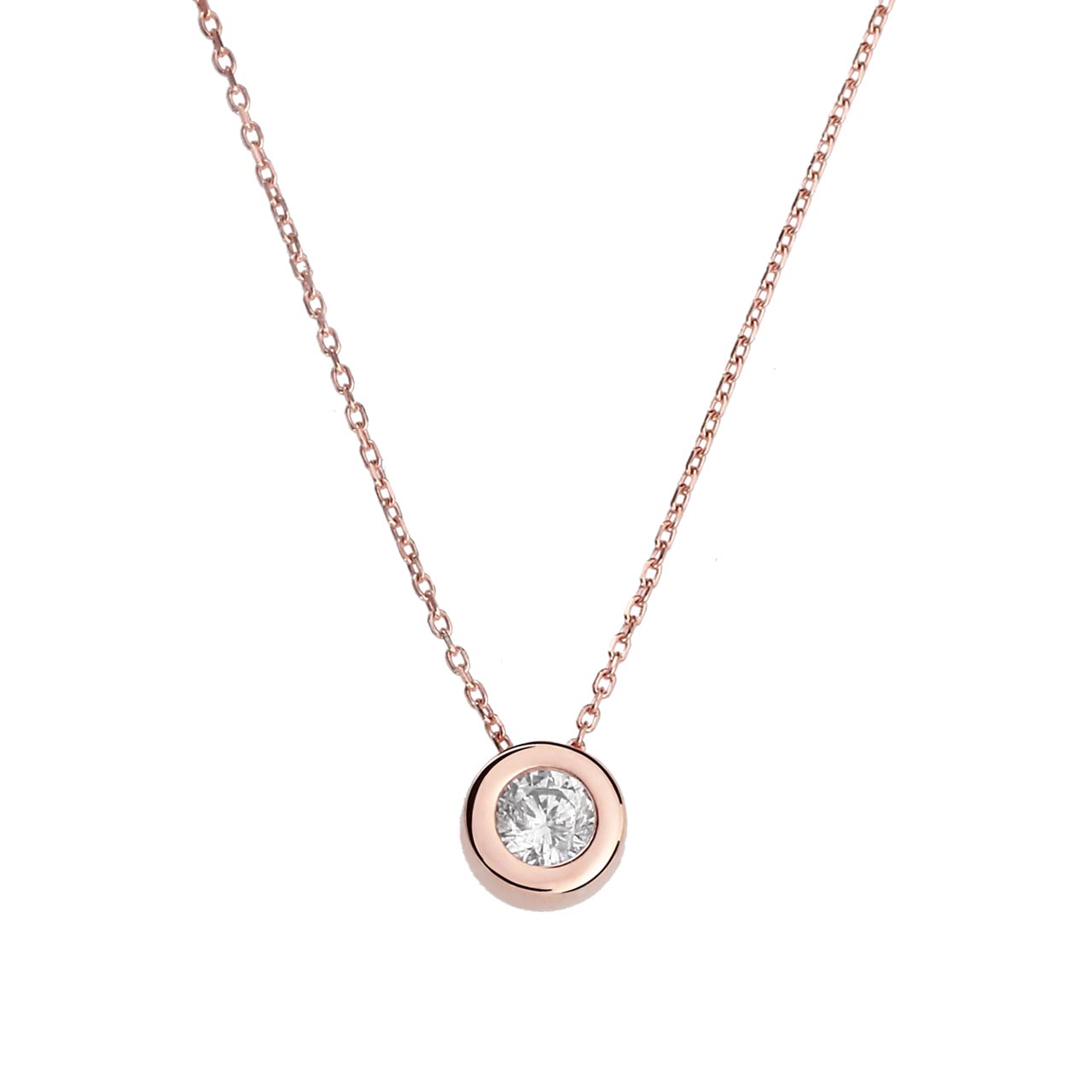 Solitaire Anhänger 585er Roségold mit Halskette