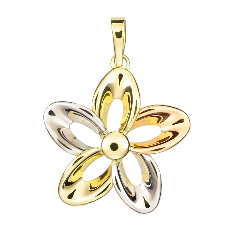 Goldanhänger Blume 585 Gold Tricolor
