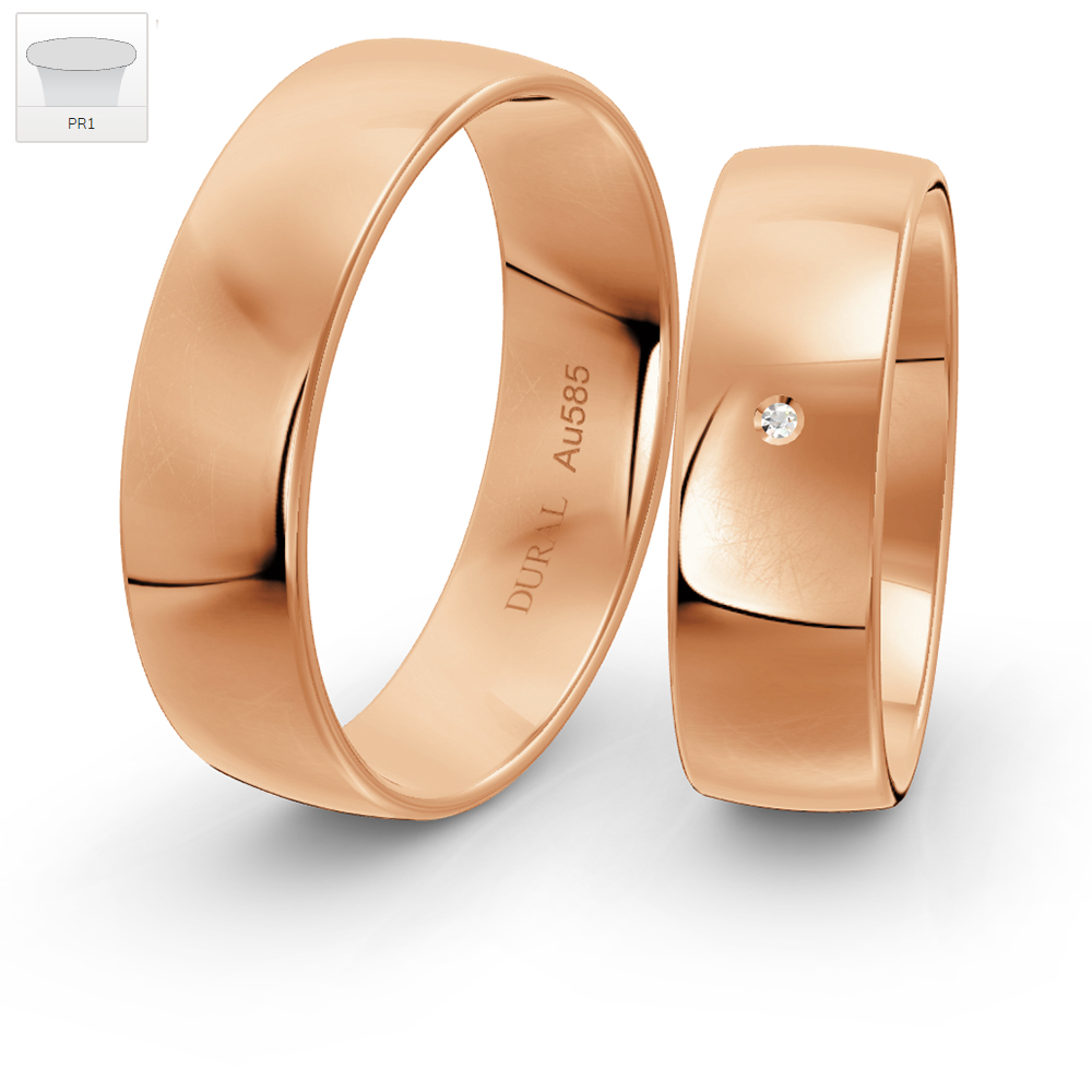 Dural Trauringe Klassik PR1 6,0mm Roségold