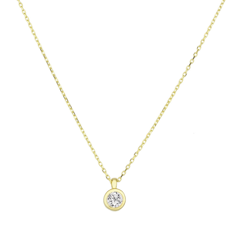 585 Gold Collier Halskette mit Solitaireanhänger