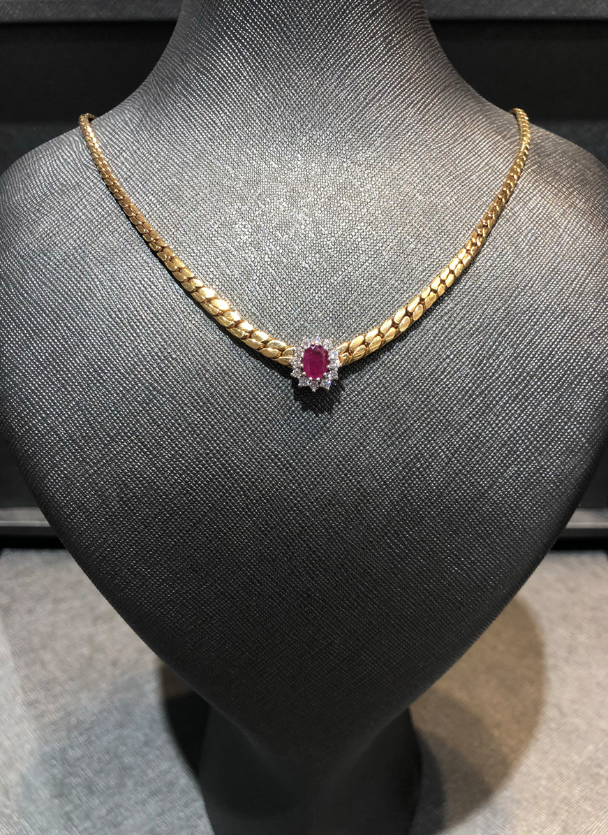 Elegantes Rubin Brillant Collier aus 750/- Gold EXC4026