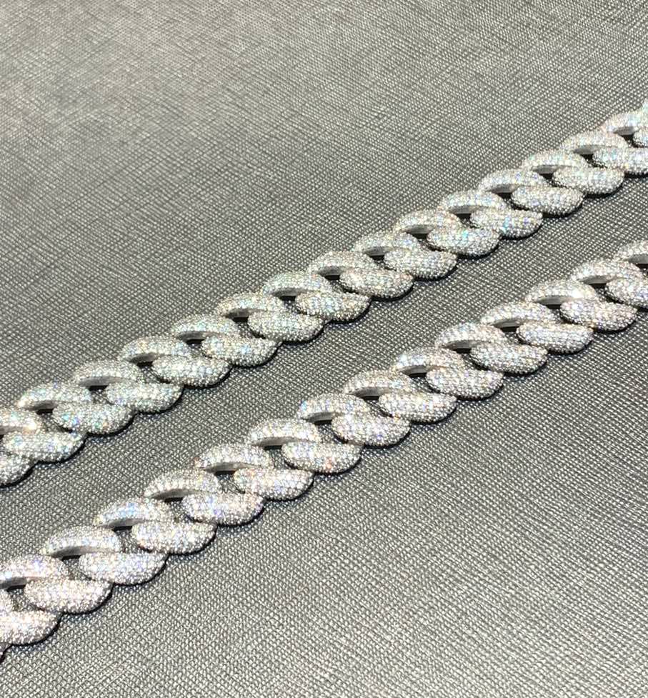 Cuban Link Chain Iced Out 11mm 925 Sterling Silber KTS0043
