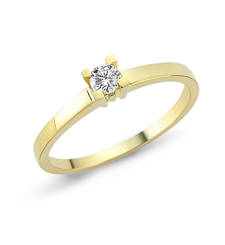 Solitairering Verlobungsring 585er Gelbgold 0,15ct. H/SI Brillantring RD86202